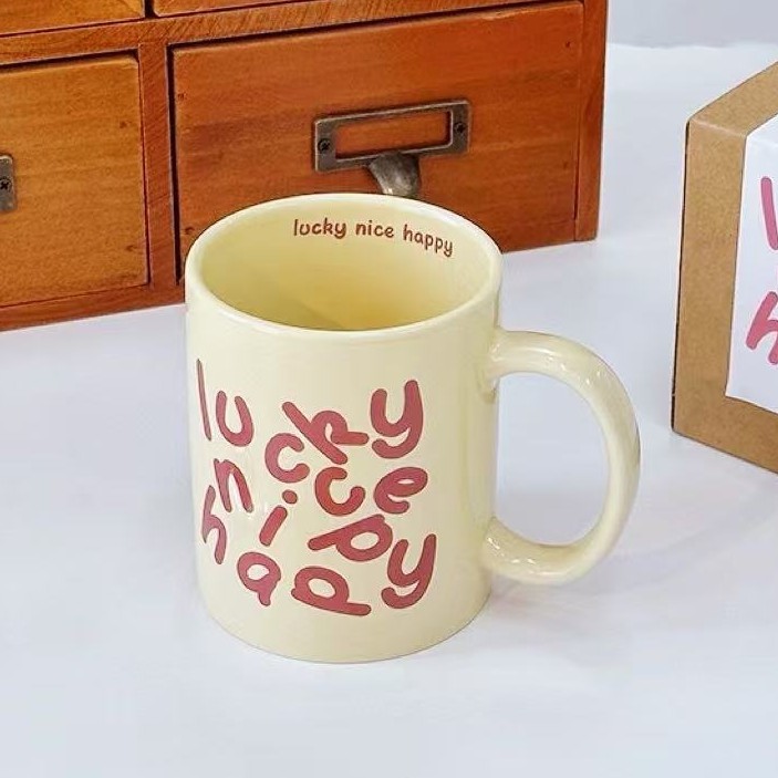 Original rosa de alto aspecto taza desayuno leche taza de café regalo de boda taza de agua de cerámica patrón impreso