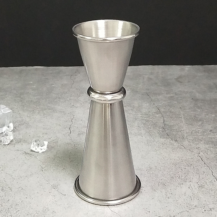 Vaso medidor de doble punta con borde enrollado y escala, herramienta para mezclar en bares y tiendas de té con leche, vaso de acero inoxidable, vaso medidor para cócteles.