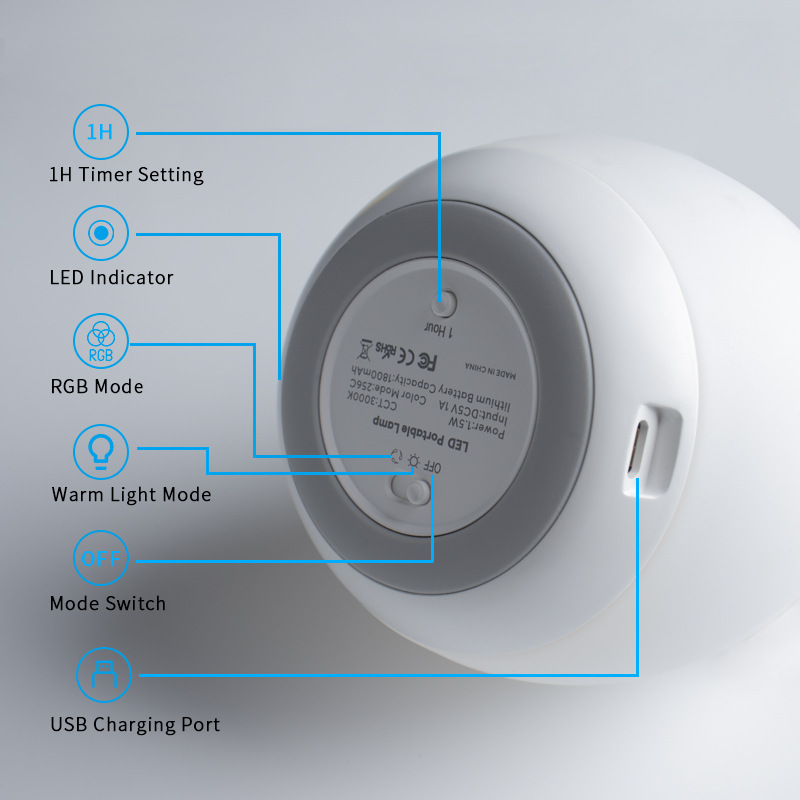 Luz de silicona recargable USB caliente transfronteriza bebé de enfermería Luz de sueño Luz de Protección para los ojos luz luminosa Pat Light Night Light