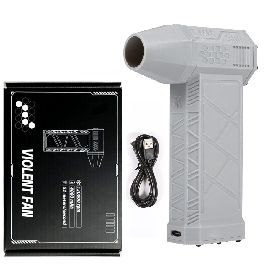 (색상 상자 포장) 폭력 터보 팬 8000ma 130k ~ 3단 속도 조절 회색