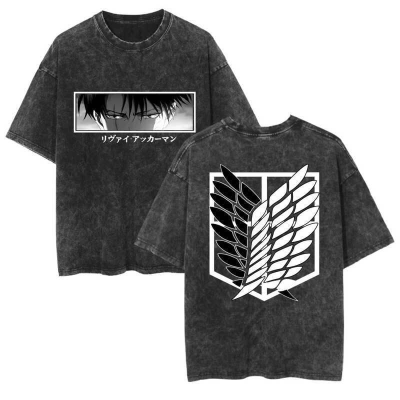 Washed Retro T-Shirt Attack on Titan Attack on Titan Peripheral Animation Casual Cotton Summer Short Sleeve