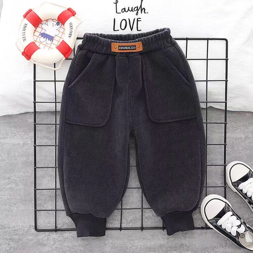 Children's winter lined pants for boys and girls, 1-3 years old, corduroy pants, one-piece lined baby pants for toddlers