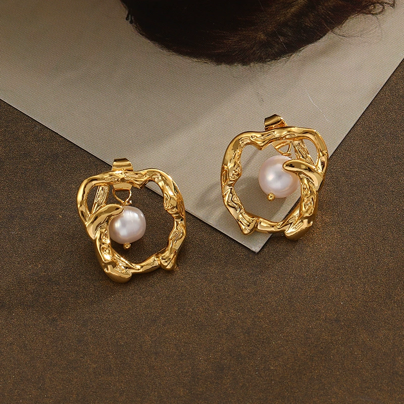 Organic brand fashionable small design earrings from pearl, internet celebrity, light luxury style, trend of season