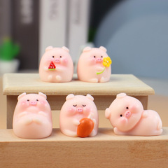 ミニチュア風景のかわいい子豚の置物、ホームデスクトップ用の手作り装飾、高級感のあるクリエイティブな装飾樹脂工芸品の小物