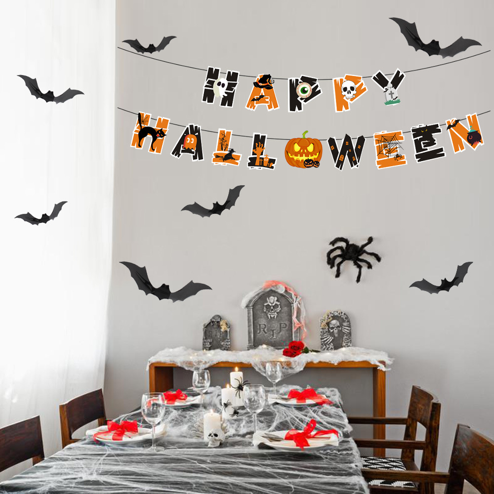 Halloween Pumpkin Skull Paper Party Flag display picture 3