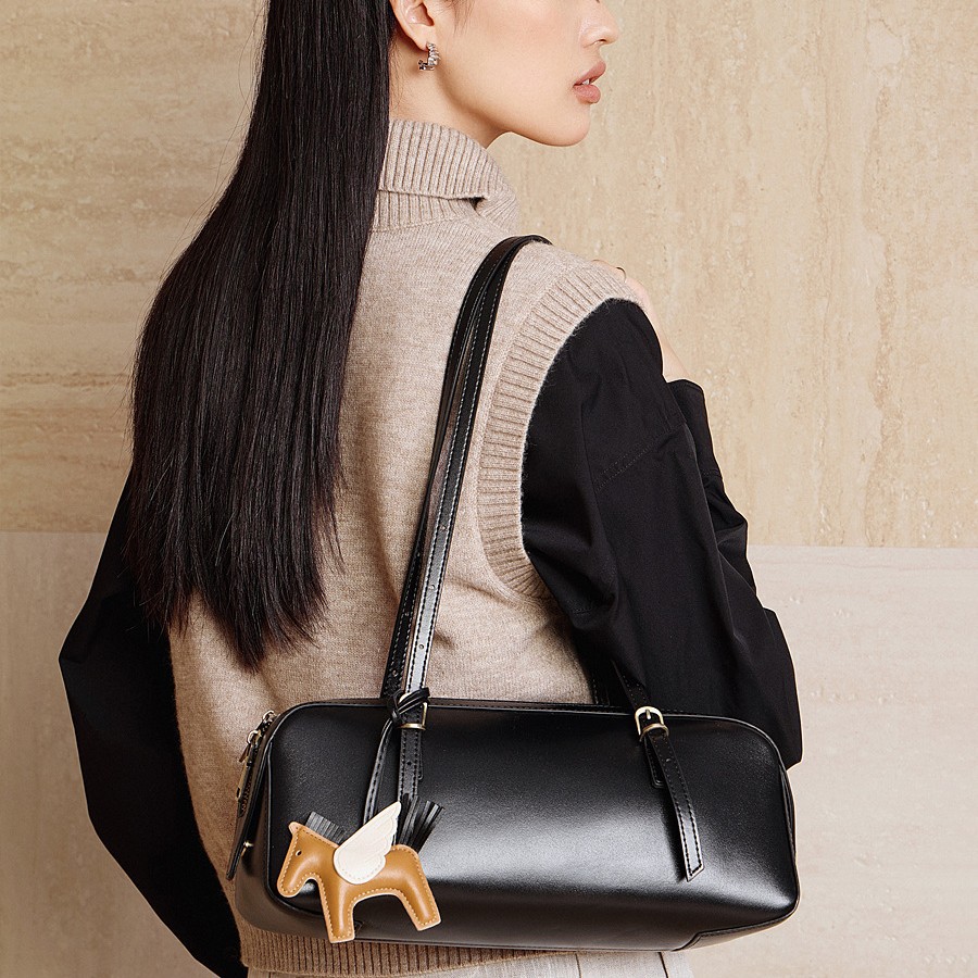 Genuine Leather Underarm Bag Vintage Bowling Bag For Women Versatile Niche Vegetable-Tanned Top Grain Cowhide Handbag - Thumbnail 2