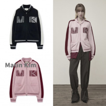 韩国潮牌MatinKim欧美风宽松百搭车缝线翻领针织开衫毛衣外套女秋