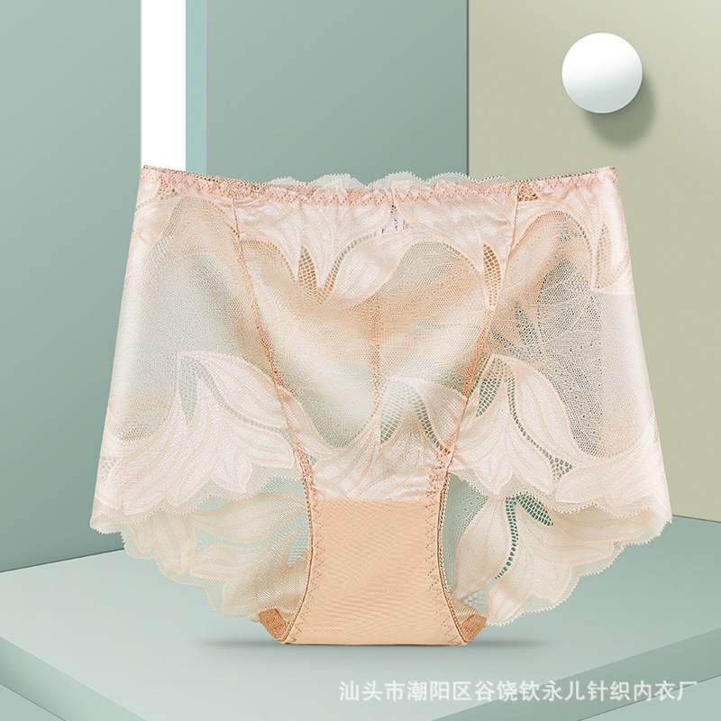 15-color multi-tamaño 200kg bordado de encaje sin costuras ropa interior de las mujeres cintura alta hueco transparente malla gordita chica cómoda transpirable