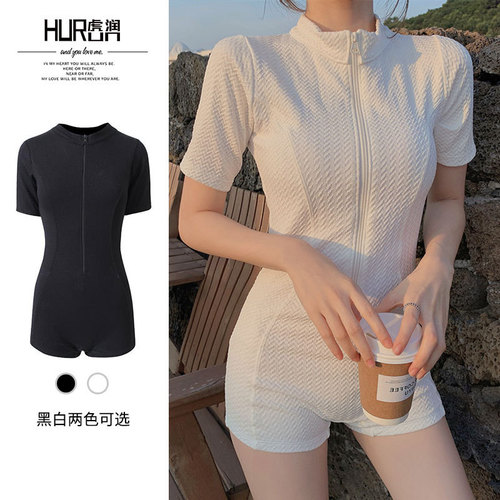 Women's swimsuit  new short-sleeved sunscreen Korean ins style super fairy one-piece slimming belly-covering hot spring swimsuit