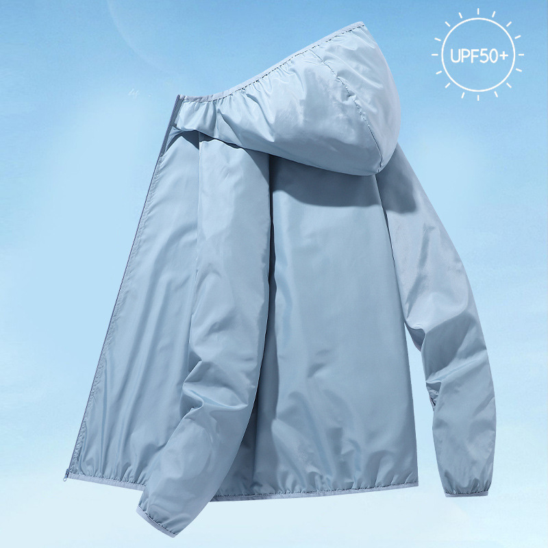 Summer New Ice Silk Sunscreen Clothing Men's Thin Breathable Clothing Outdoor UV Protection Skin Clothing Couple Clearance Hood