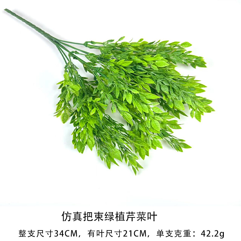녹색 식물 셀러리 잎의 시뮬레이션 묶음