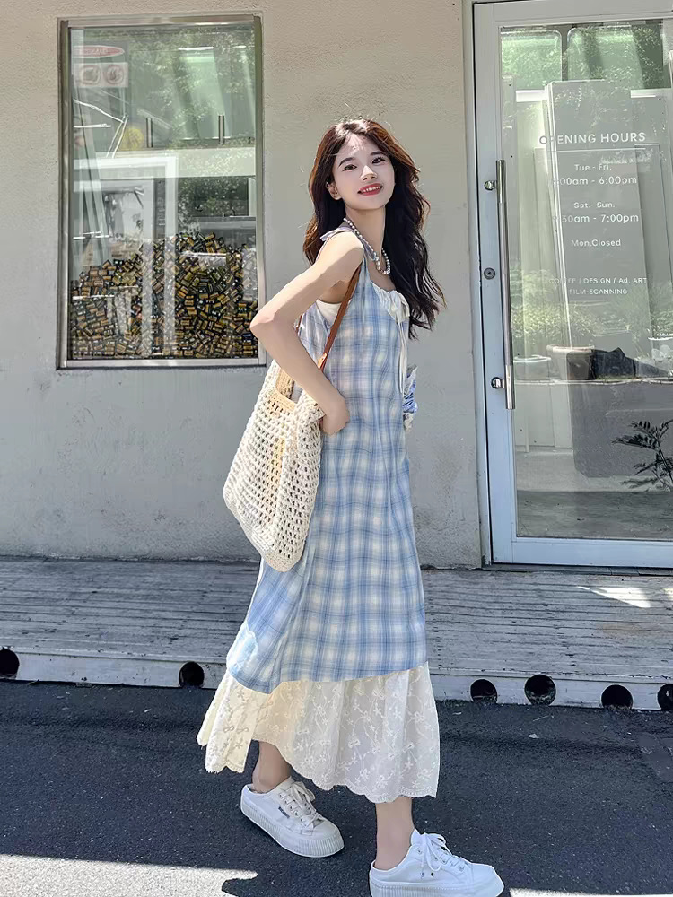 Blue colored slip dress