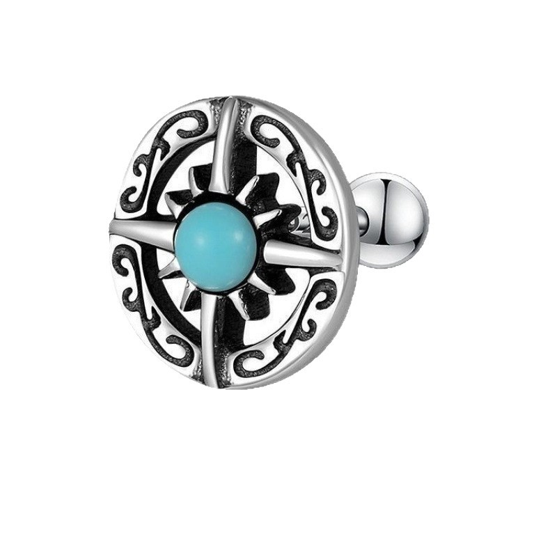 Orecchini uomo vintage a cerchio con turchese cuff_voghion.com