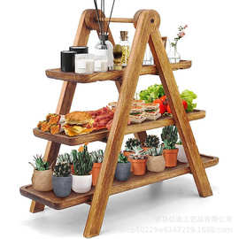 跨境木质甜品架桌面水果纸杯蛋糕展示架服务上菜托盘熟食蛋糕架