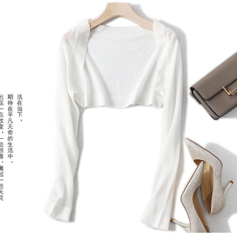 자외선 차단 의류, 니트 가디건, 얇은 여성용 서스펜더 스커트, 블라우스, 여름 아이스 실크 숄, 스몰 웨이스트 재킷