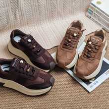 【真皮】欧洲站运动增高2025轻便休闲鞋新款阿甘鞋女厚底百搭鞋子