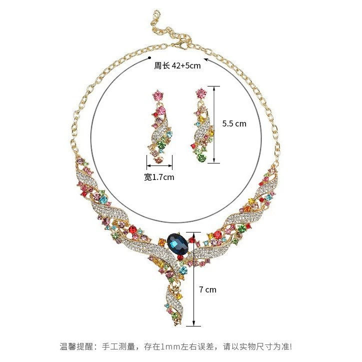 Горн Necklace for bride, (Cross-border trading), European style, diamond encrusted, direct factory sales