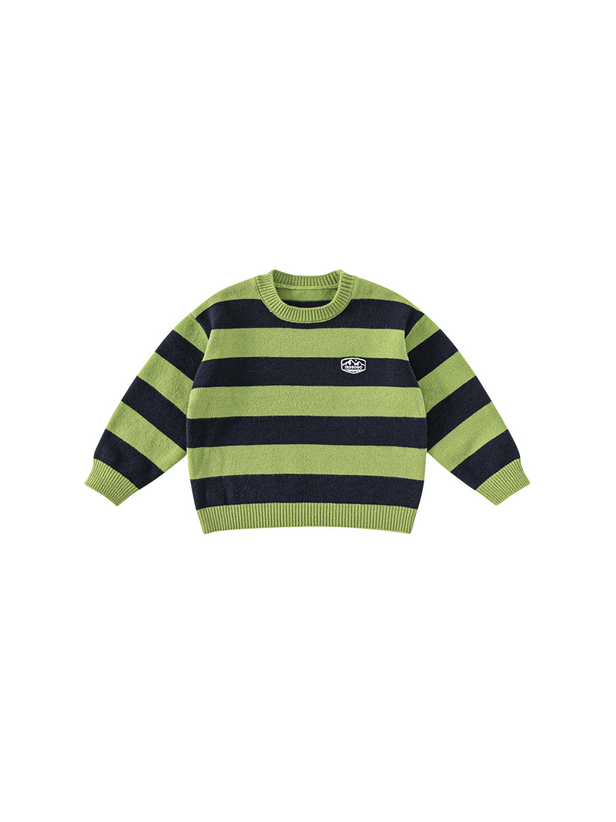 Ropa infantil Youbao, suéteres de estilo coreano para niños de primavera y otoño, suéter a rayas con bloques de color, suéter moderno de manga larga para niños. image 6