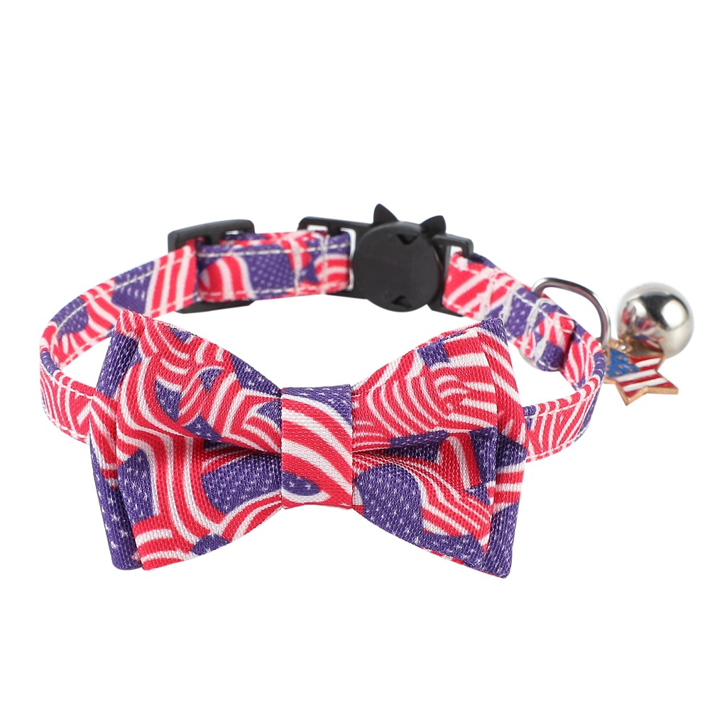 TANPOPO transfronterizo collar de gatos arco joyas de mascotas corbata de gatos Día de la Independencia collar de mascotas