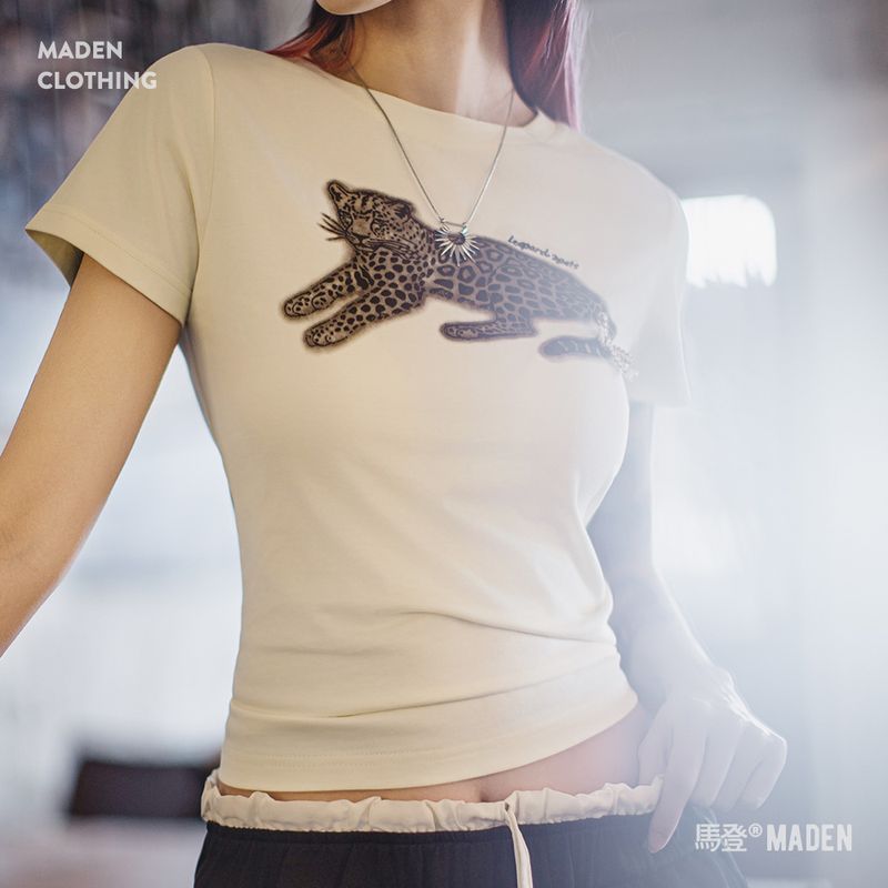 White retro sexy short sleeve T-shirt