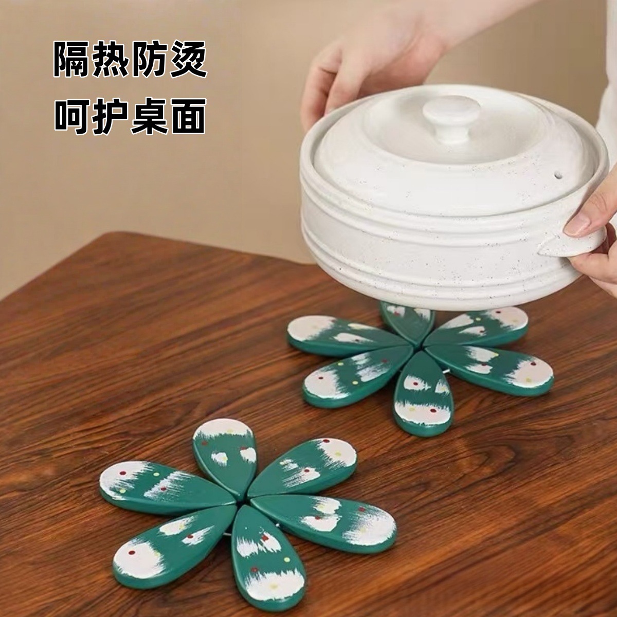 Árbol de Navidad transfronterizo almohadilla aislante de madera sólida un árbol taza almohadilla decoración de mesa de comedor creativa anti-corrosión almohadilla de tazón resistente a altas temperaturas