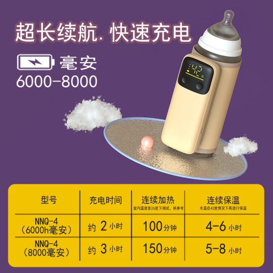 Wireless heating bottle thermos winter hot milk washing night milk artifact portable USB power storage constant temperature milk warmer