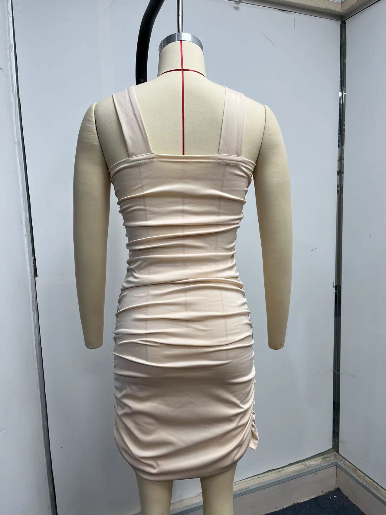 Women Clothing Sexy Dress Summer Sexy Cross Twist Strap Backless Pleated Hip Dress