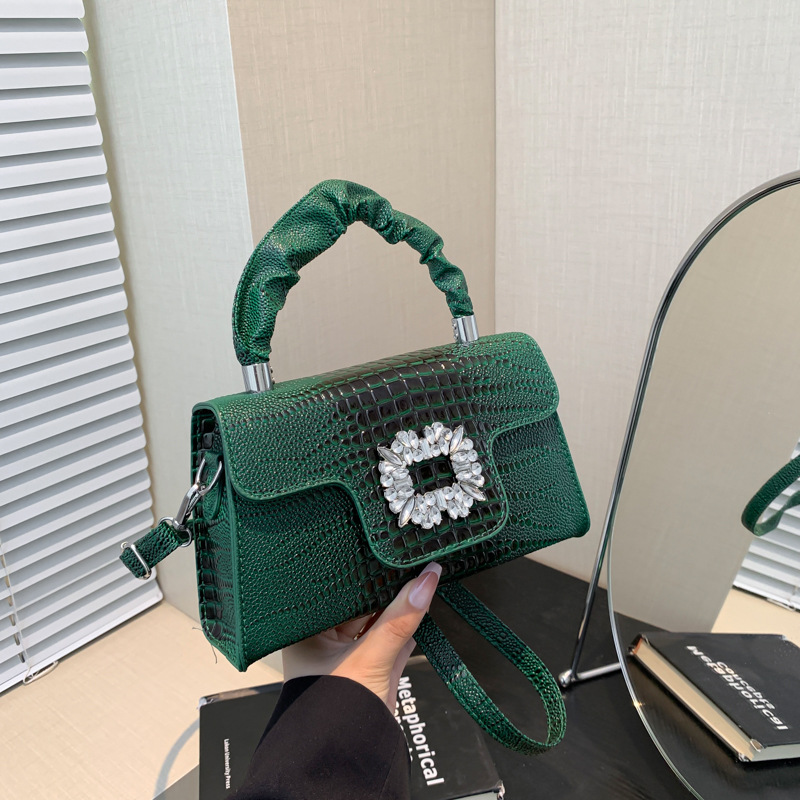 Bolso de alta sensación para mujeres 2024 otoño nuevo bolso de mano con patrón de cocodrilo brillante, bolso de hombro casual, bolso de mochila cuadrado