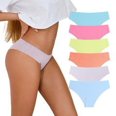 Large size seamless one-piece pure cotton crotch underwear low-waist ice silk quick-drying women's briefs Amazon wholesale