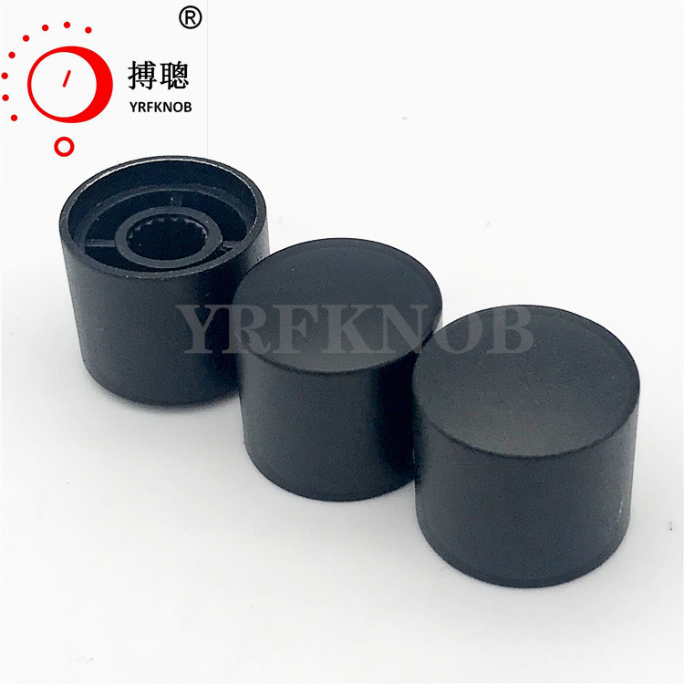 YRFKNOB铝合金旋钮直径16*14mm高黑色喷砂凸面电位器金属旋钮盖