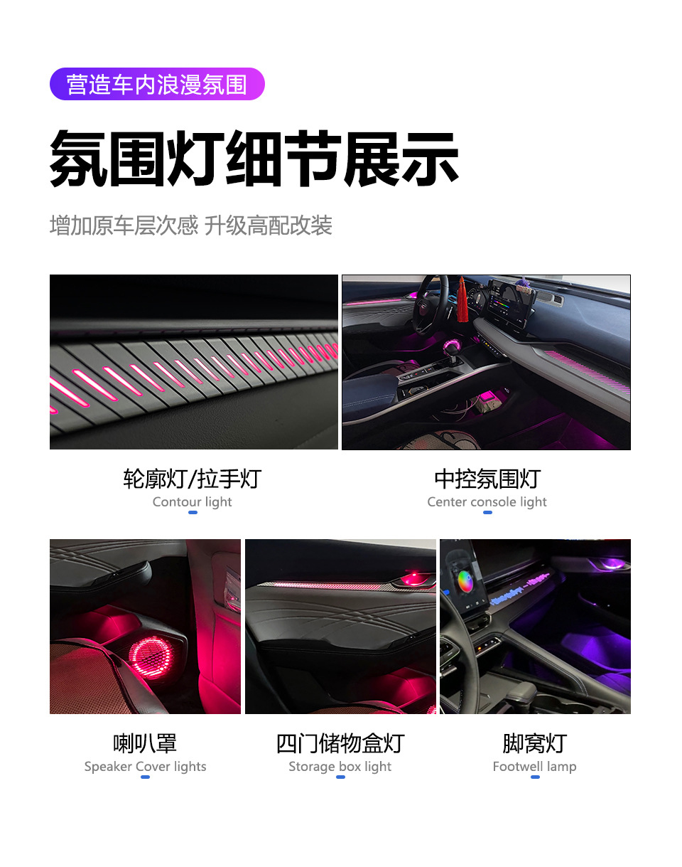 Car ambient light suitable for Xingrui-2021-2024 Geely Preface Ambient Light