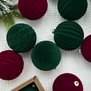 Cross-border Christmas flocking ball plush velvet Christmas Ball Christmas Christmas Christmas tree decoration pendant Christmas decoration supplies