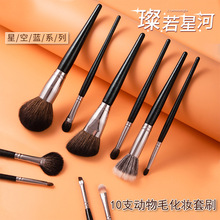跨境爆款10支星空蓝高端动物毛羊毛眼影刷腮红刷化妆刷专业化妆师