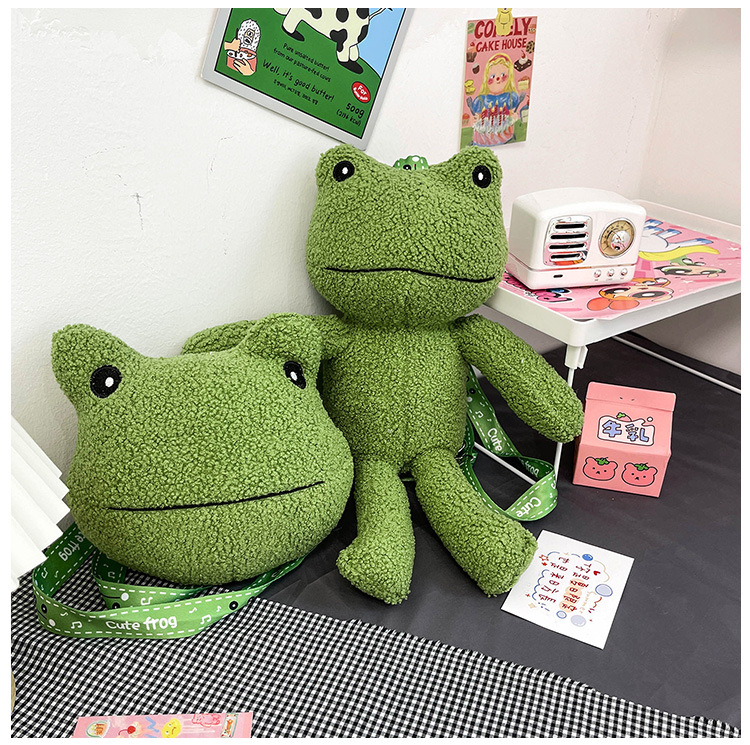2021 Autumn New stylish and cute green frog single-shoulder crossbody bag wallet plush toy birthday gift for girls undefined
