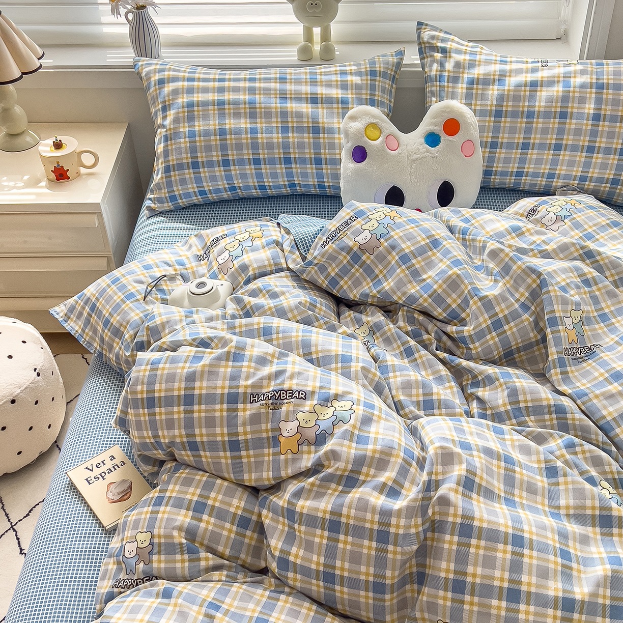 ins dormir desnudo cuatro piezas de sábanas de algodón imitación cubierta madre y bebé clase A dormitorio tres piezas de ropa de cama regalo