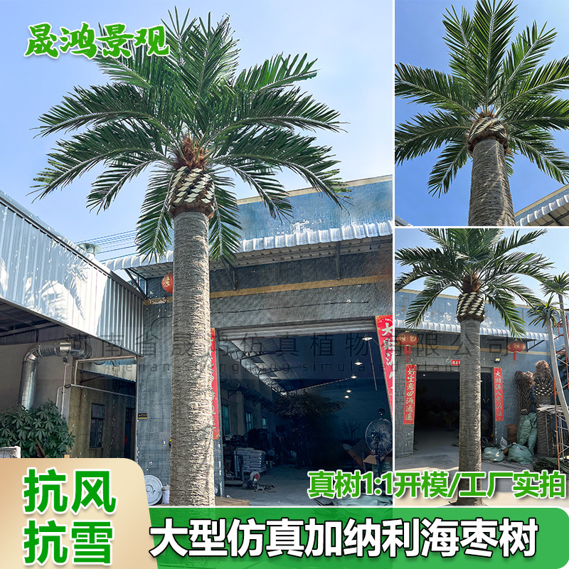 Simulated Canary Islands Date Palm Tree Landscape Project, Large Fiberglass Palm Tree, Indoor and Outdoor Tropical Plant, Seaweed Tree