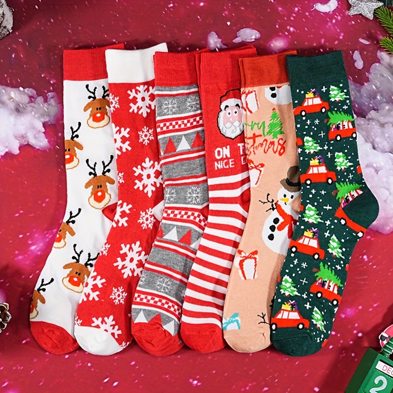 Actual Shot of New Cross-Border Amazon Large Size Men and Women Couple Christmas High Socks with Rich and Colorful Graffiti Trendy Socks