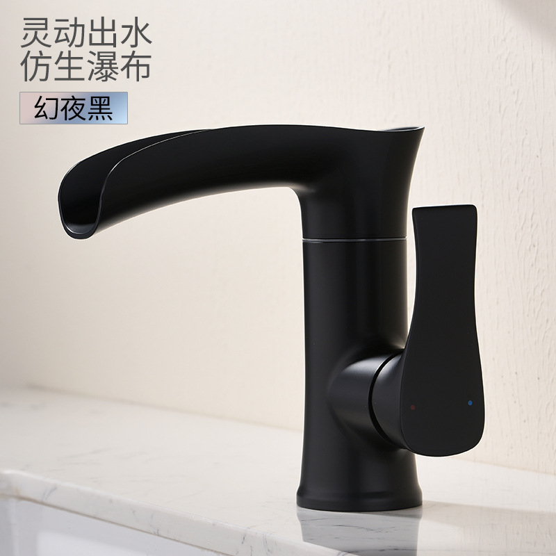 Uno por uno transfronterizo grifo dedicado lavabo de agua fría y caliente cascada de salida de agua de un solo agujero lavabo cuenca grifo