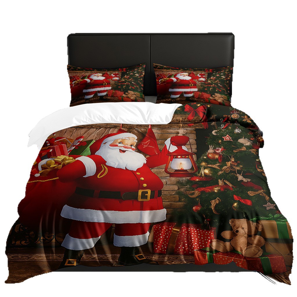 TEMU / JIT impresión digital transfronteriza HD Navidad pro piel suave colcha de cama kit para diseñar venta directa de fábrica