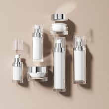 定制直圆炫彩套装瓶15-120ml亚克力按压乳液瓶电镀膏霜瓶源头厂家