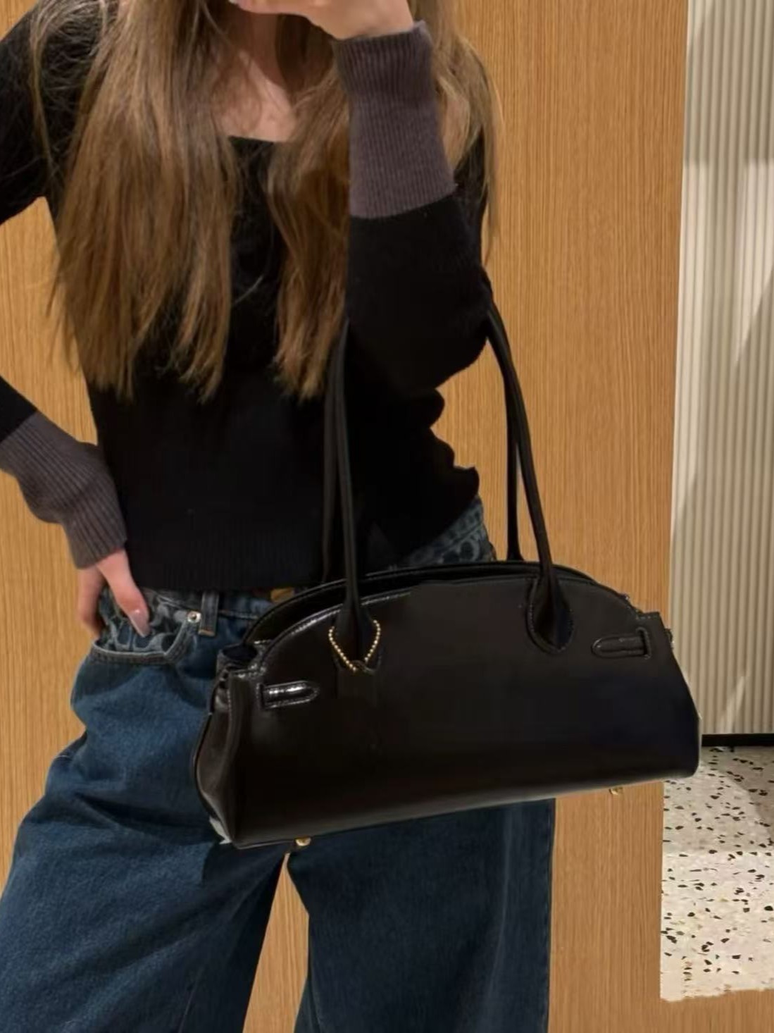 2025 New Koujia Empare Carryall 34 Handheld Shoulder Bag Fashion Retro Style Bowling Women's Bag