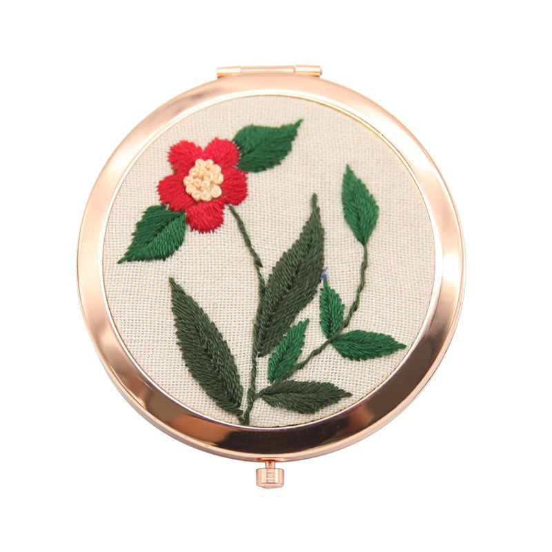 Bordado hecho a mano diy auto-bordado espejo cosmético paquete de material matar el tiempo de tela creativa Lu bordado espejo de mano de doble cara