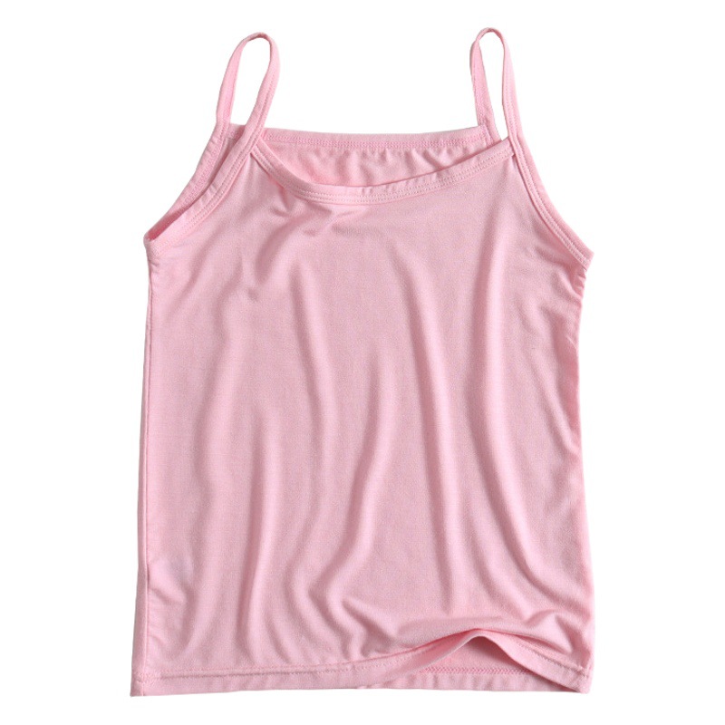 Children's Vest Modal Summer Korean Style Sleeveless Girls Base Strap Outer Wear Baby Base Shirt Solid Color Top
