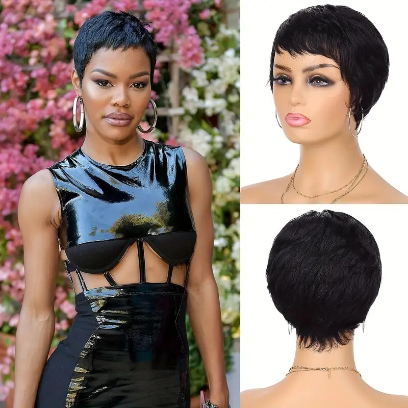 Perruque courte tendance style européen/américain synthétique à clips afro bouclée, couverture complète, taille moyenne, ondulée, usage quotidien_voghion.com