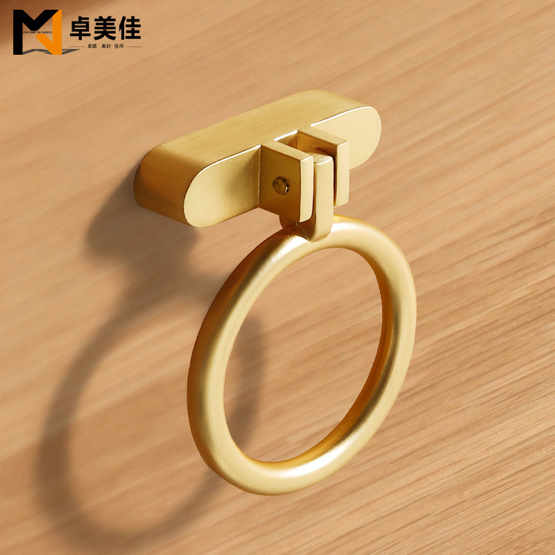 New modern minimalist ring handle cabinet door handle gold drawer pendant handle zinc alloy kitchen cabinet gold small handle