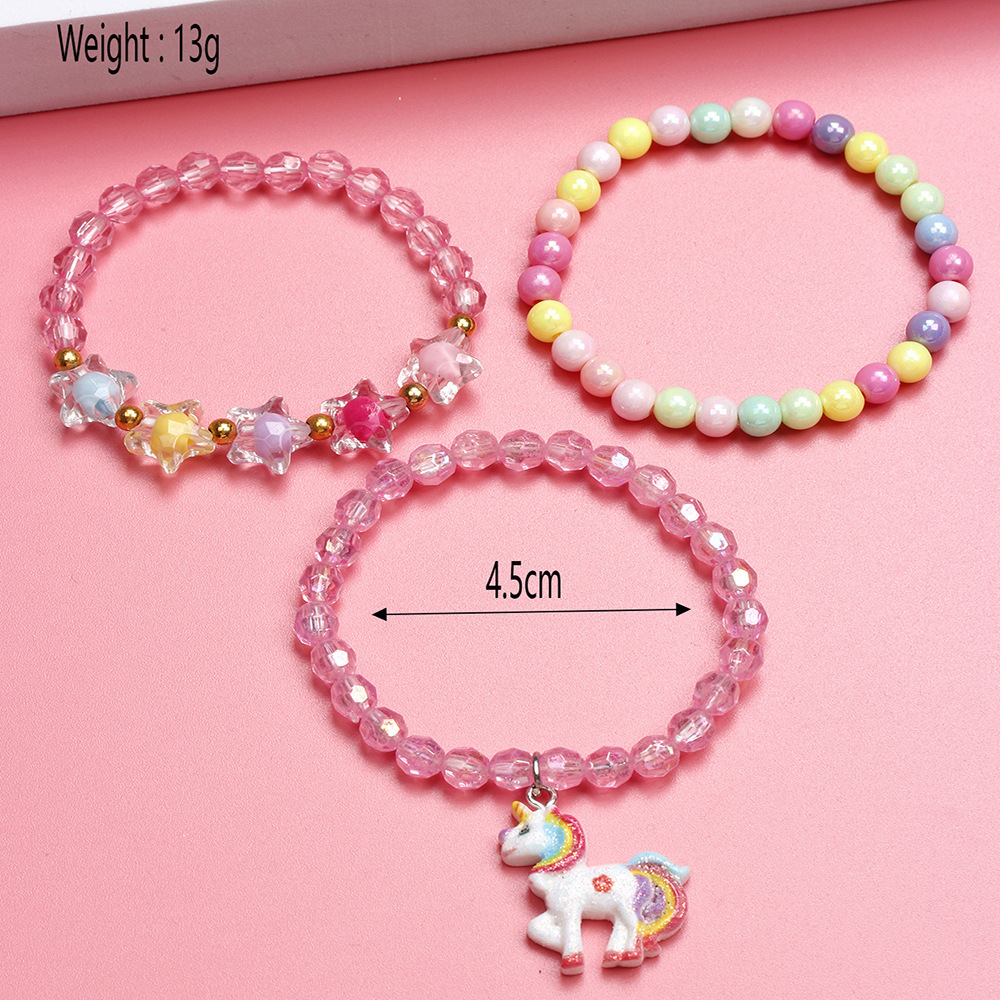 Cute Pentagram Unicorn Plastic Beaded Bracelets