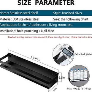 Space Aluminum Bathroom Rack Punch-free Kitchen Bathroom Polished Corrosion-resistant Scratch-resistant Rust-resistant Rack