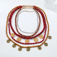 ZA欧美夸张大牌多层链条朋克嘻哈风项链女士自然波西米亚跨境货源