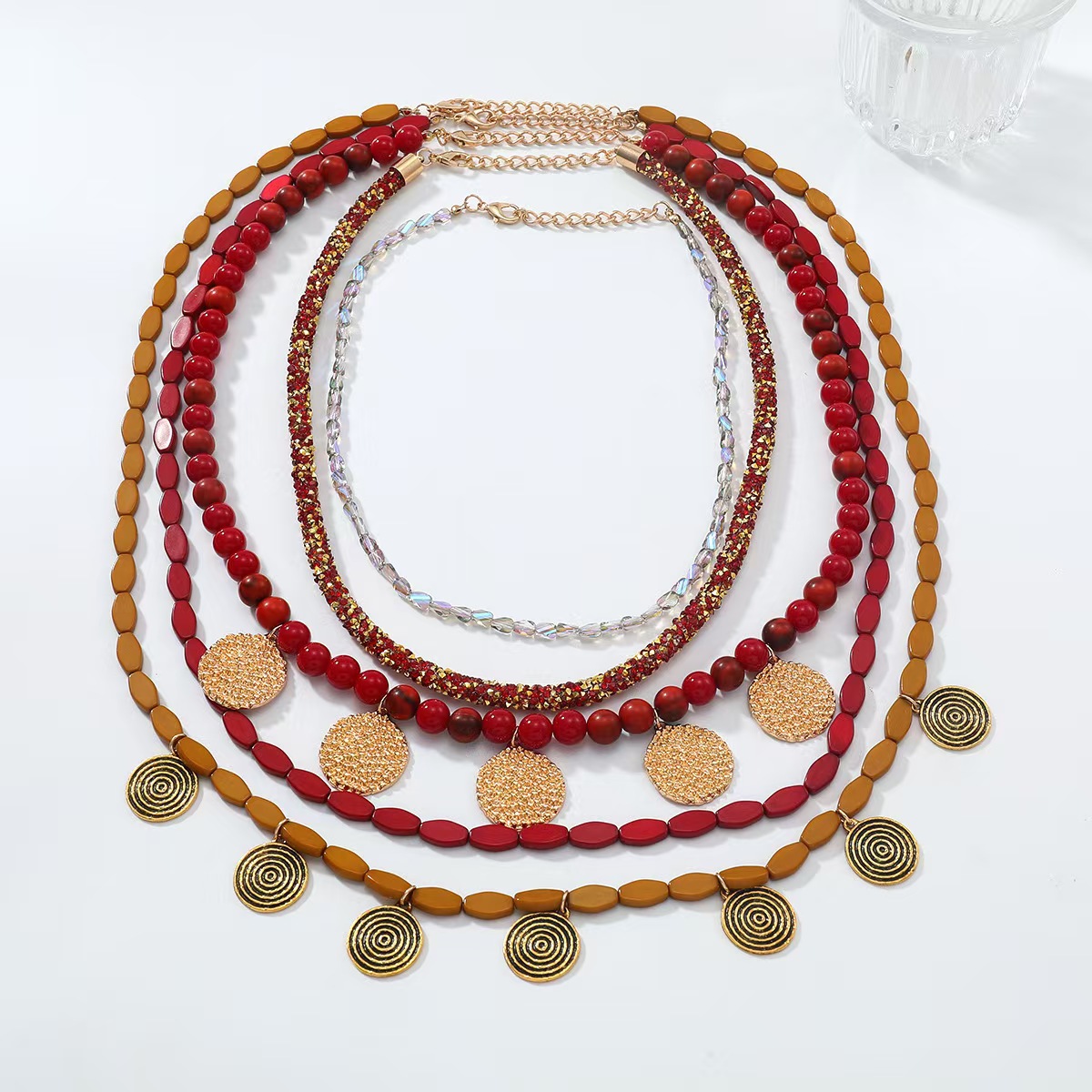 ZA欧美夸张大牌多层链条朋克嘻哈风项链女士自然波西米亚跨境货源