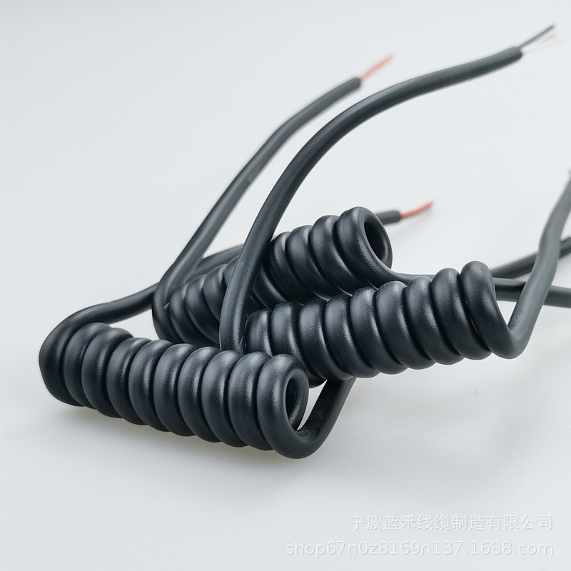 3芯弹簧线PVC螺旋伸缩电源线PU充电线电动车线缆线材阻燃耐高温